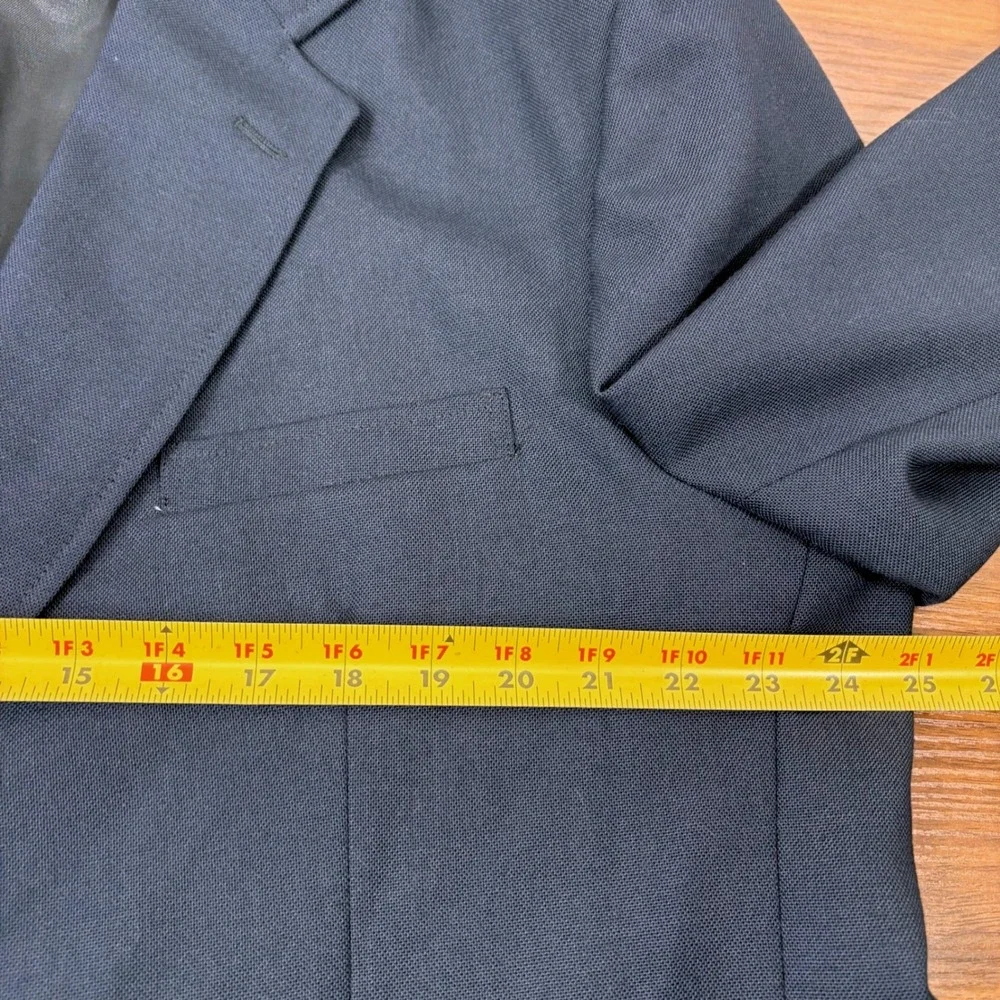 Cross & Winsor Blazer Wool 48S‎ Navy Blue Gold Crest Button Old Money Preppy